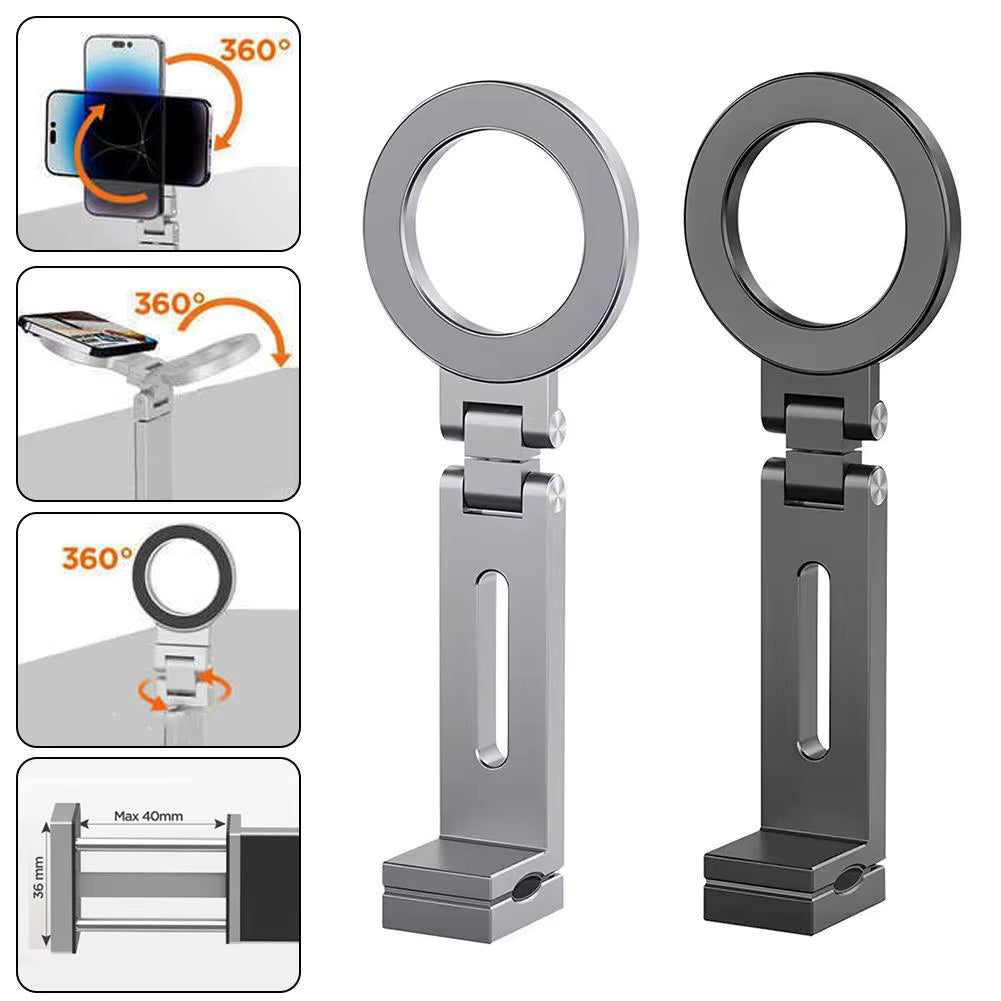 Magnetic Foldable Phone Holder – 360° Rotating Desk & Travel Mount