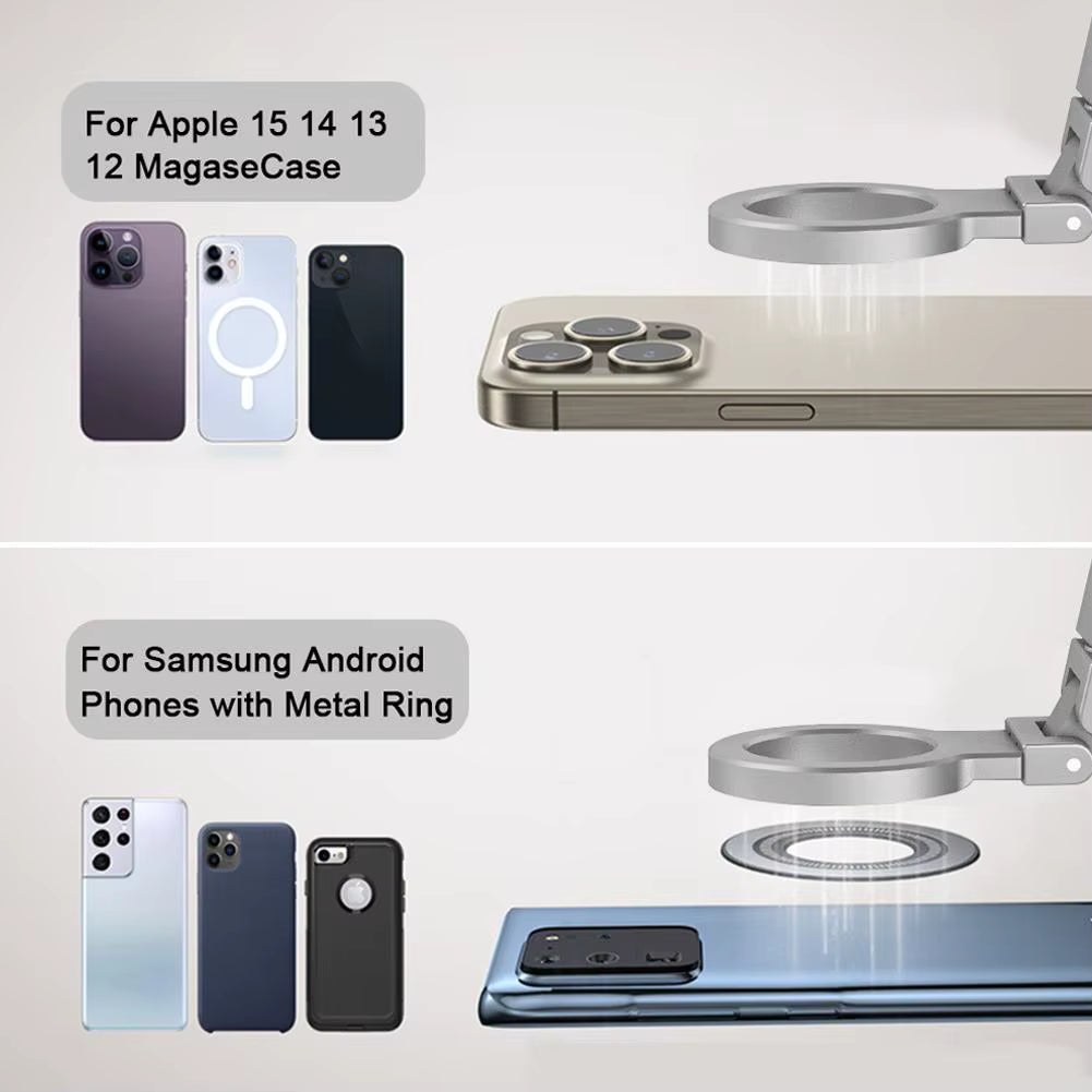 Magnetic Foldable Phone Holder – 360° Rotating Desk & Travel Mount
