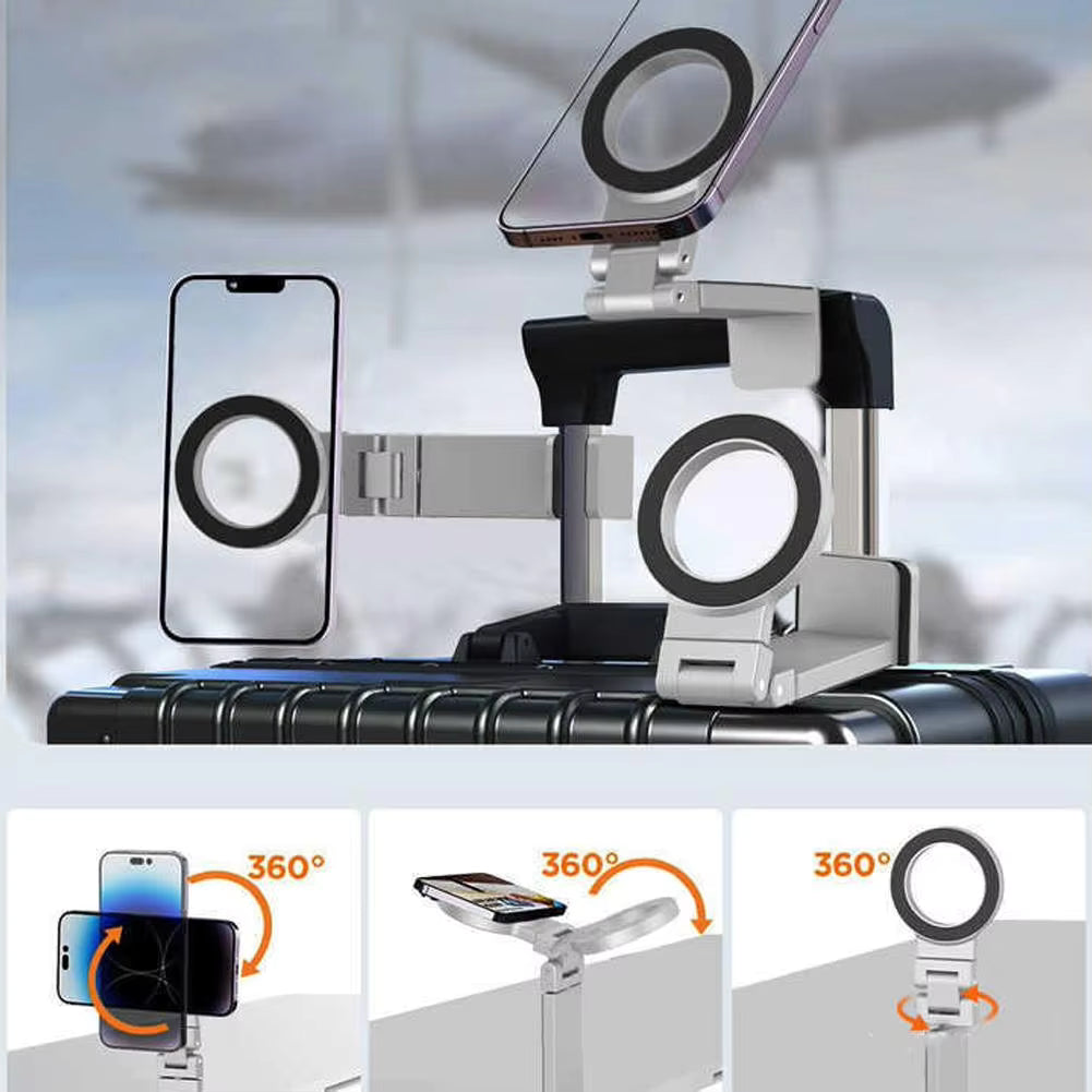 Magnetic Foldable Phone Holder – 360° Rotating Desk & Travel Mount