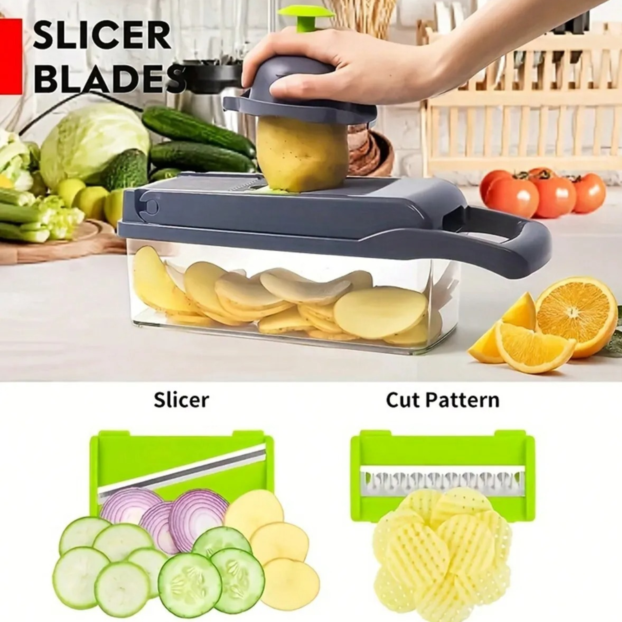 Multifunctional Vegetable Chopper – Manual Kitchen Slicer