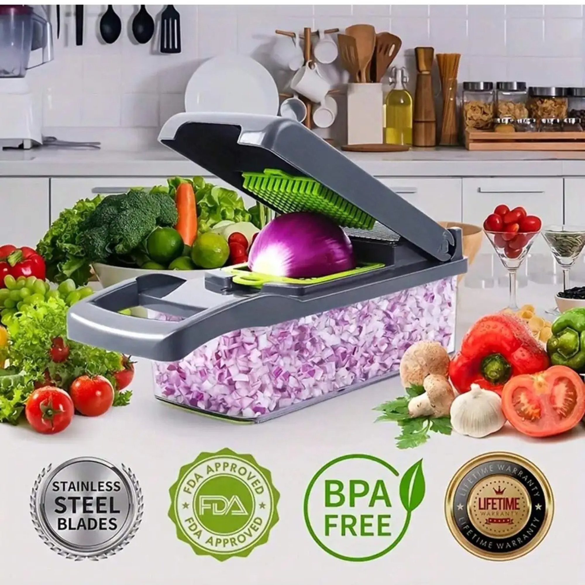 Multifunctional Vegetable Chopper – Manual Kitchen Slicer