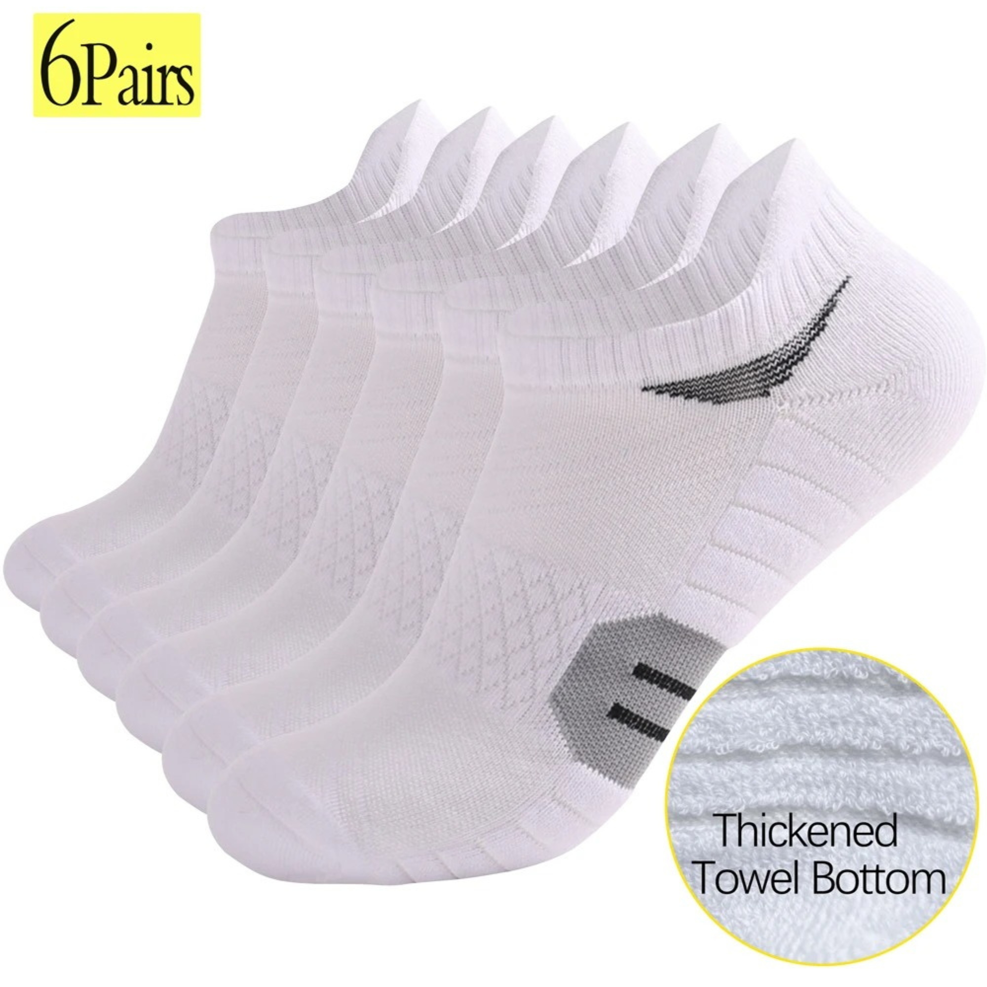 Men’s Low-Cut Athletic Socks – 6 Pairs