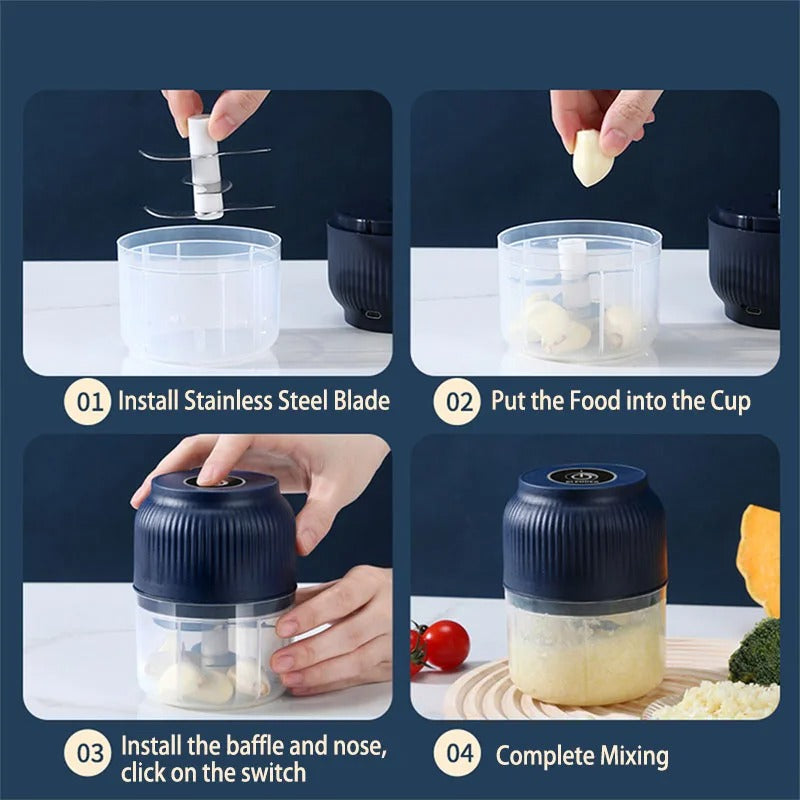 Portable Electric Garlic Crusher 250ML USB Chopper